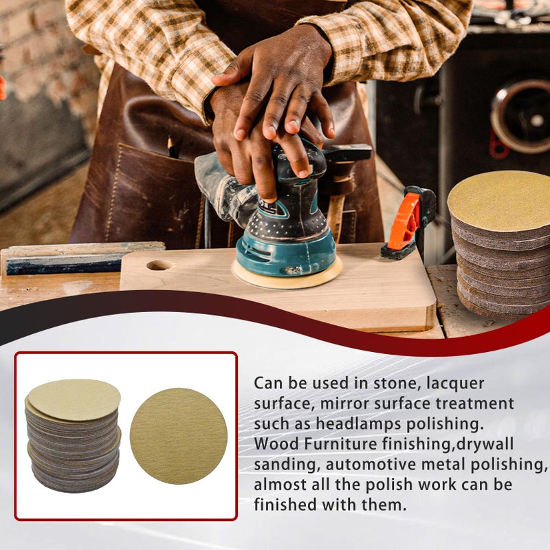 findmall Hook Loop Pads Sanding Disc 5-Inch NO-Hole 100Pcs Aluminum Oxide Round Flocking Sandpaper for Sanding Grinder Polishing Accessories (60 80 120 180 240 320) Grit (120grit) - Image 5